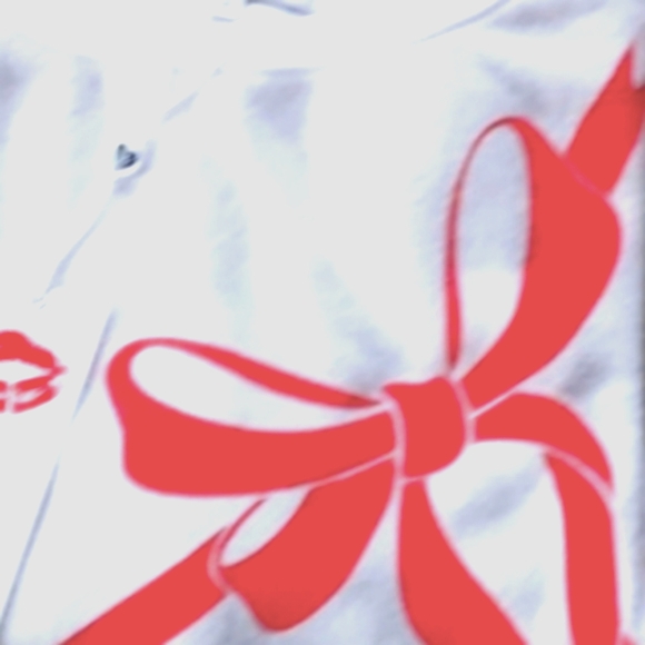 WILDFOX White French Terry Red Ribbon Present Wrap Bow BBJ Jumper Pullover Top - Picture 10 of 12